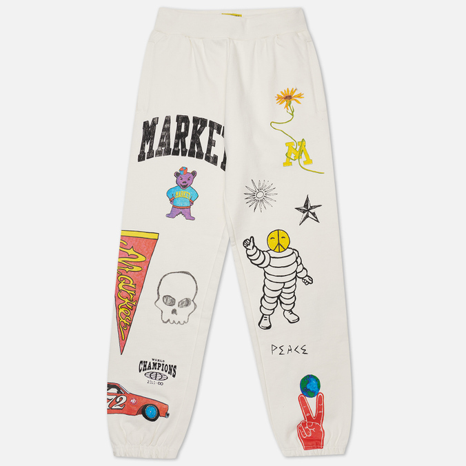 

Спортивные брюки мужские MARKET Varsity Hand-Drawn бежевые 2XL, Varsity Hand-Drawn