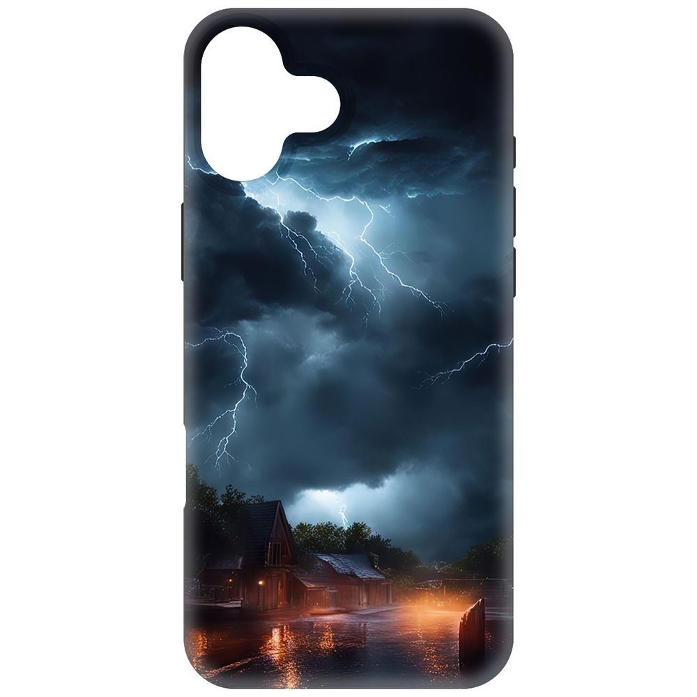 

Чехол-накладка Krutoff Soft Case Ночная гроза для iPhone 16 Plus черный