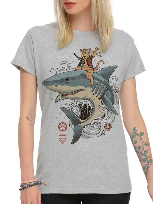 

Футболка женская DreamShirts Studio Кот-Самурай Верхом на Акуле 1 серая 2XL, Серый, Кот-Самурай Верхом на Акуле 1
