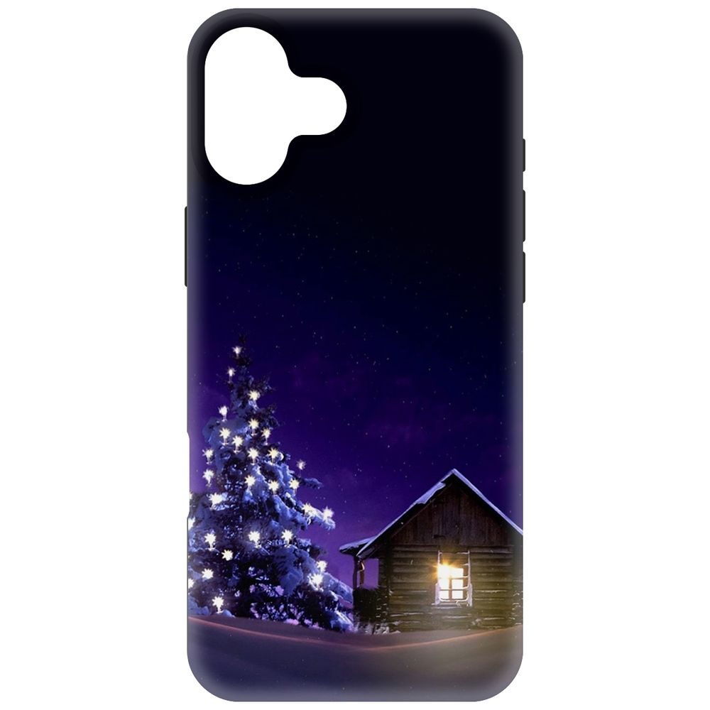 

Чехол-накладка Krutoff Soft Case Зимний домик для iPhone 16 Plus черный