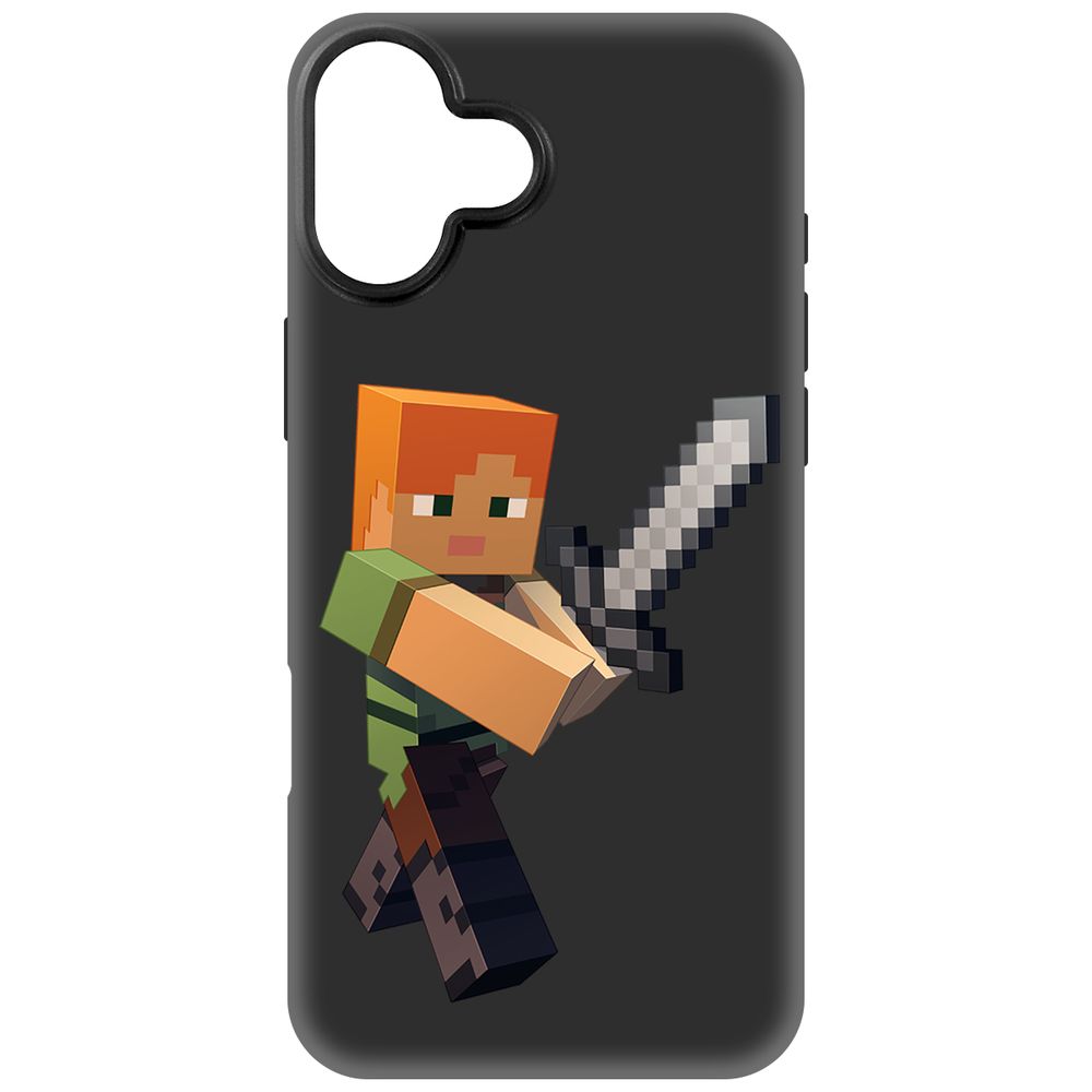 

Чехол-накладка Krutoff Soft Case Minecraft-Алекс для iPhone 16 Plus черный