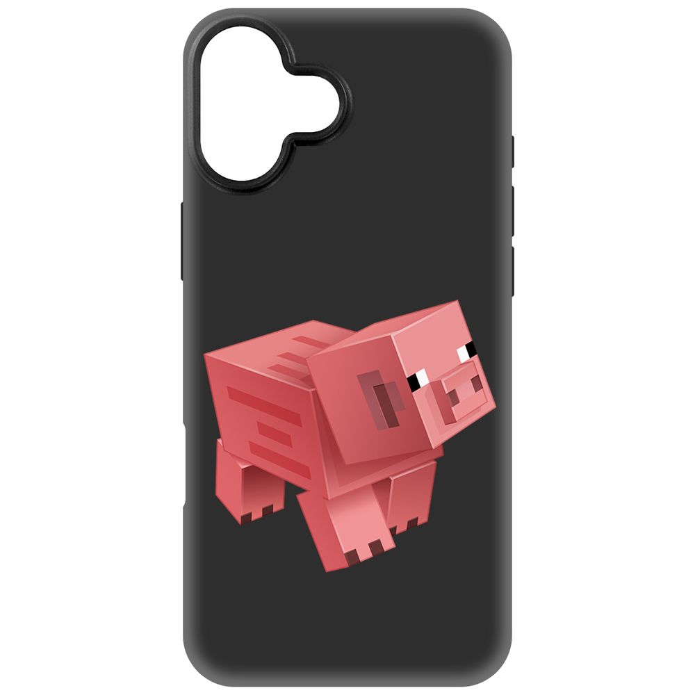 

Чехол-накладка Krutoff Soft Case Minecraft-Свинка для iPhone 16 Plus черный