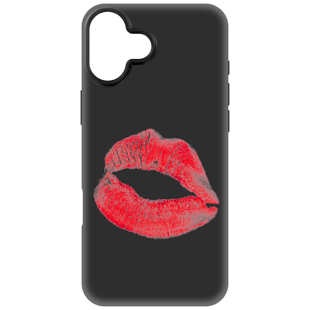 

Чехол-накладка Krutoff Soft Case След помады для iPhone 16 Plus черный