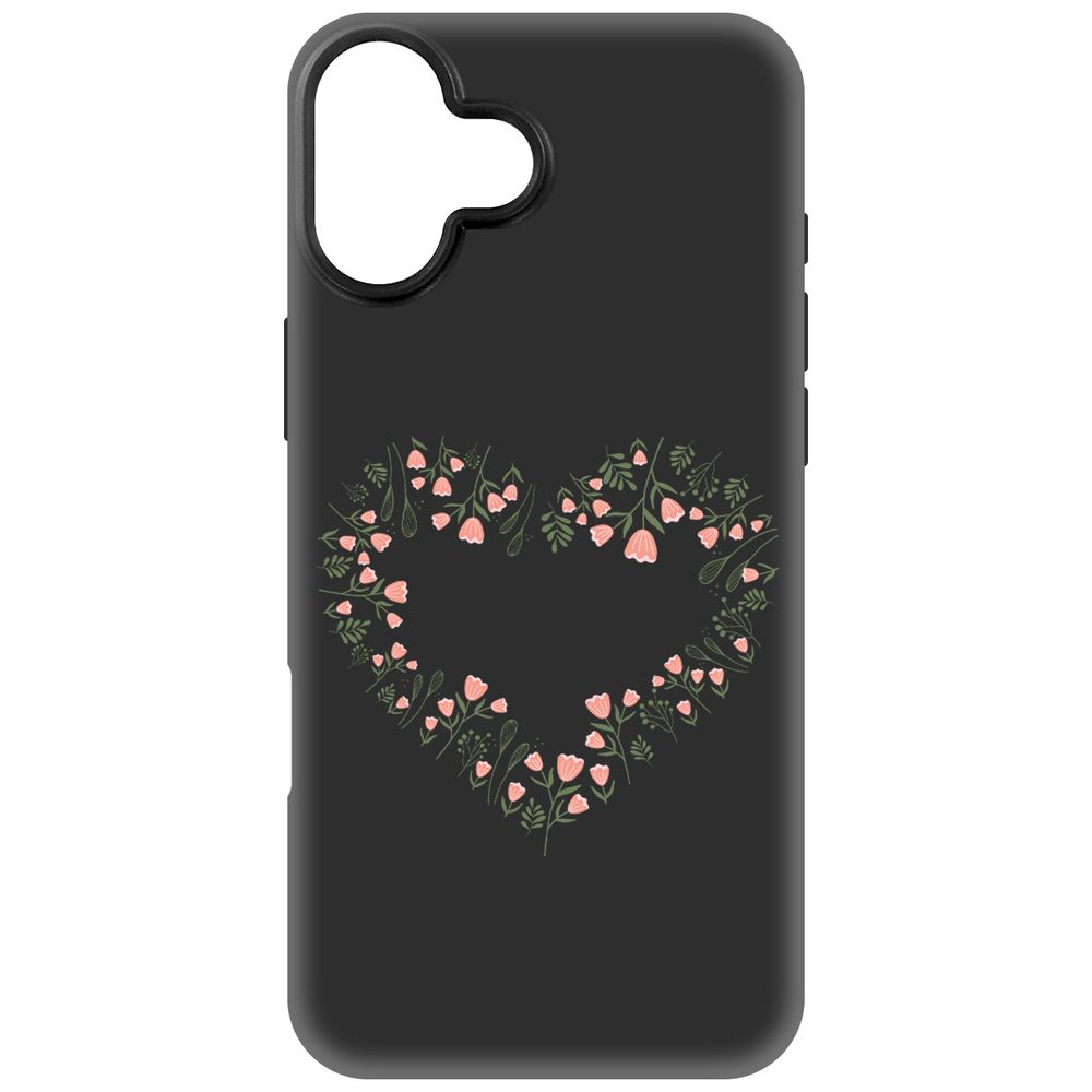

Чехол-накладка Krutoff Soft Case Цветочное сердце для iPhone 16 Plus черный
