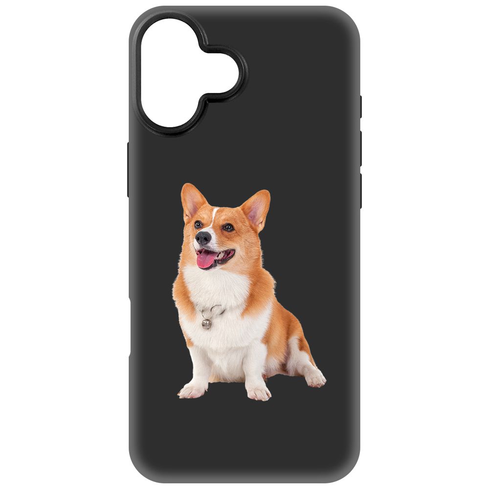 

Чехол-накладка Krutoff Soft Case Корги для iPhone 16 Plus черный