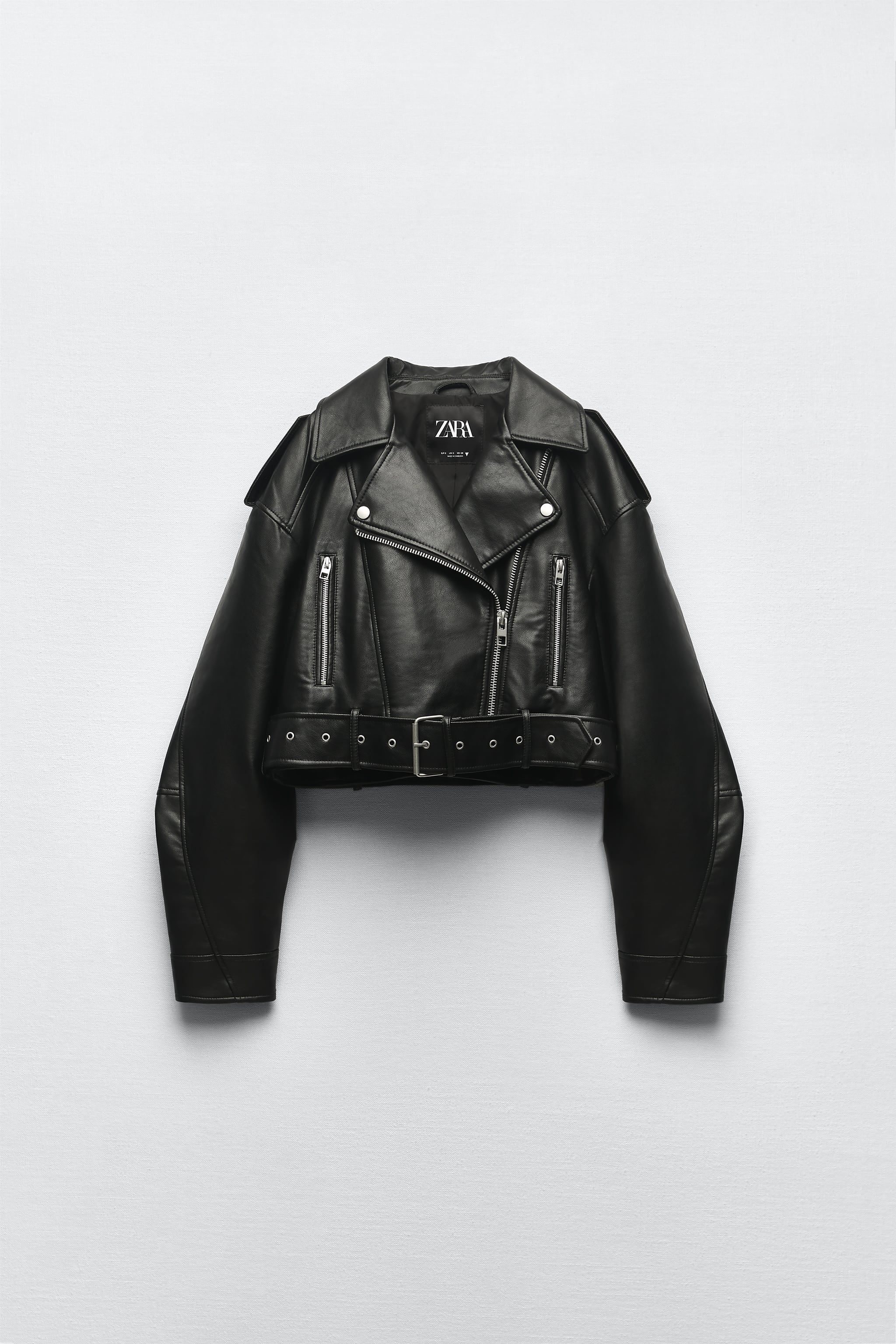 

Кожаная куртка женская ZARA 04341736 черная 2XL (доставка из-за рубежа), Черный, 04341736