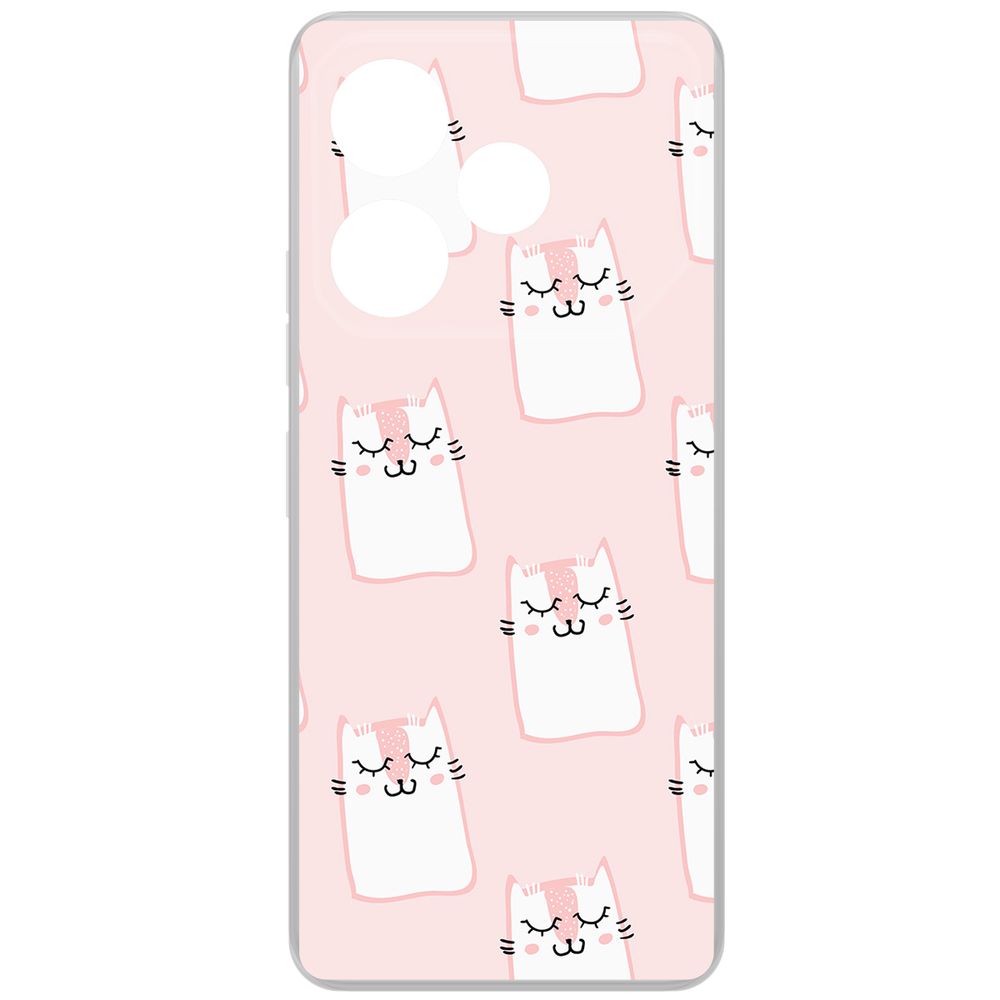 

Чехол-накладка Krutoff Clear Case Котики паттерн для TECNO Pova 6, Прозрачный