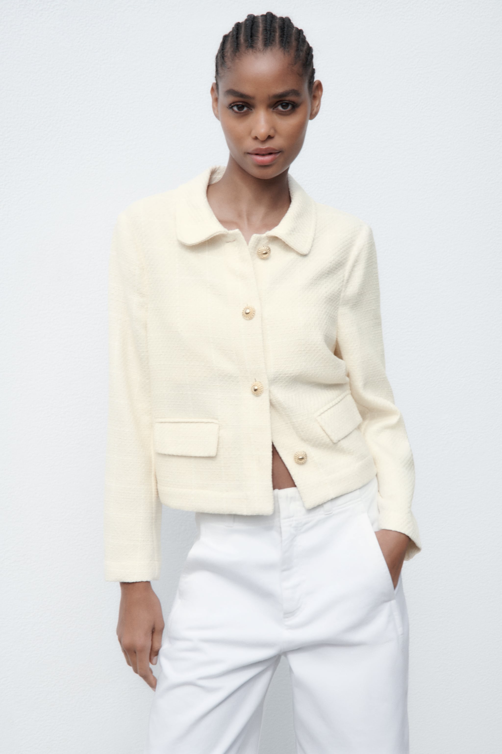 

Жакет женский ZARA 07484127 бежевый L (доставка из-за рубежа), 07484127