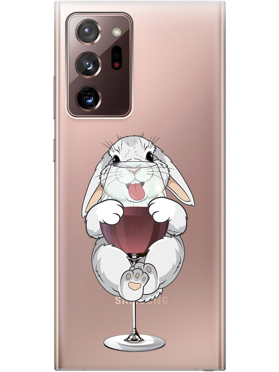 

Силиконовый чехол на Samsung Galaxy Note 20 Ultra с принтом "Кролик и бокал", Прозрачный;белый;бордовый, 723276475