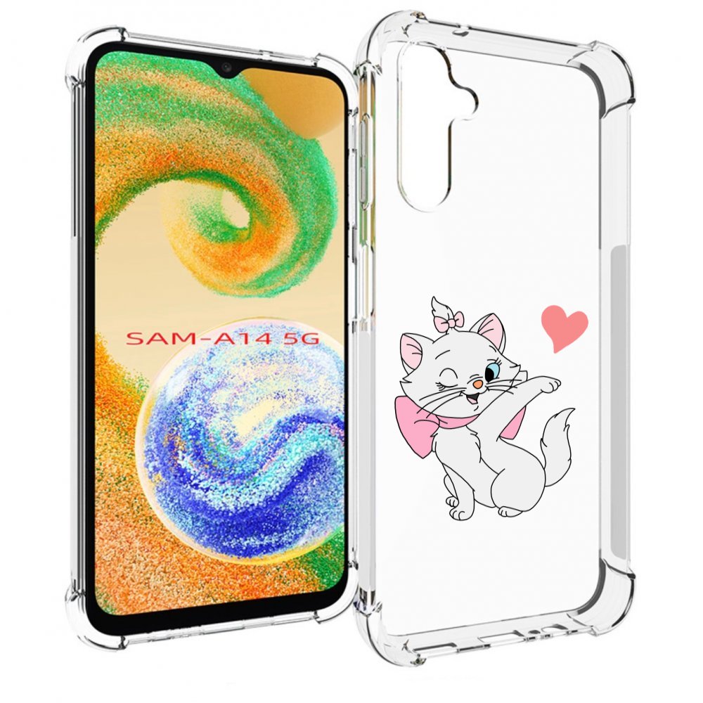 

Чехол MyPads белая-кошечка-с-сердечком женский для Samsung Galaxy A14 5G, Прозрачный, Tocco