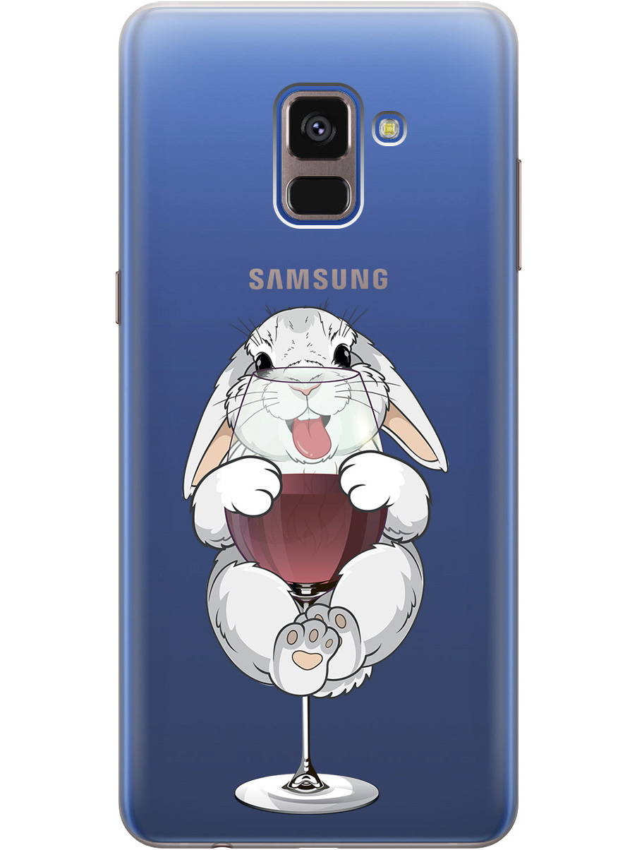 

Силиконовый чехол на Samsung Galaxy A8+ (2018) с принтом "Кролик и бокал", Прозрачный;белый;бордовый, 716847675