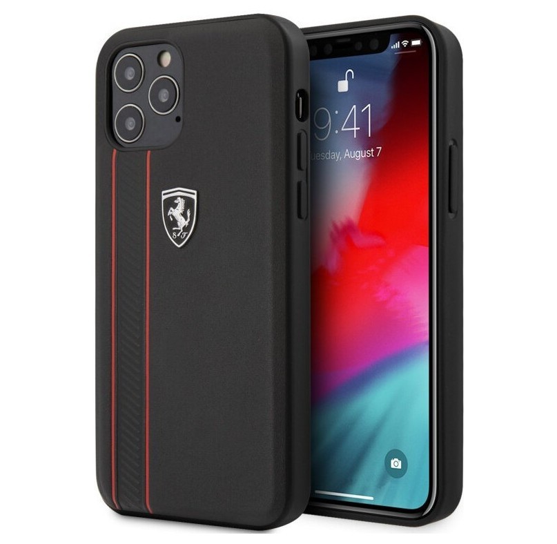 фото Чехол cg mobile ferrari off-track genuine leather stitched stipe iphone 12/12 pro черный