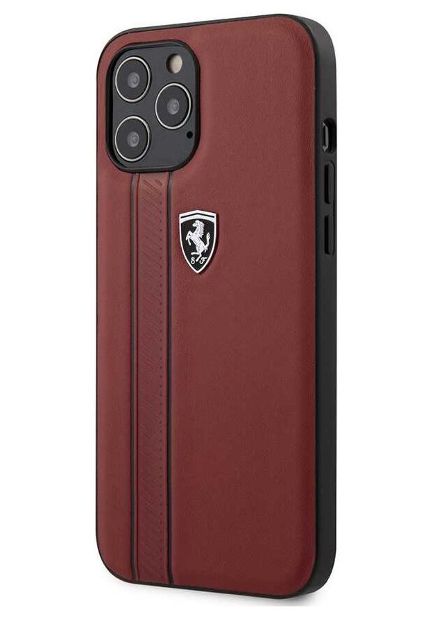 фото Чехол cg mobile ferrari off-track genuine leather stitched stipe iphone 12/12 pro красный