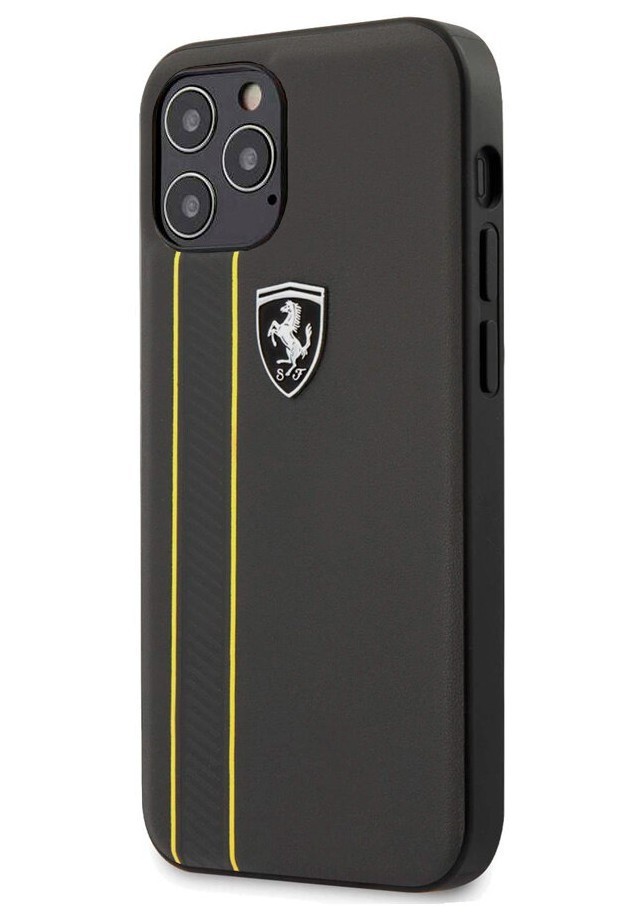 фото Чехол cg mobile ferrari off-track genuine leather stitched stipe iphone 12/12 pro серый