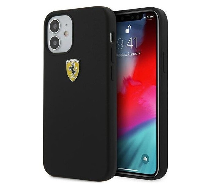 фото Чехол cg mobile ferrari on-track liquid silicone with metal logo iphone 12 mini черный