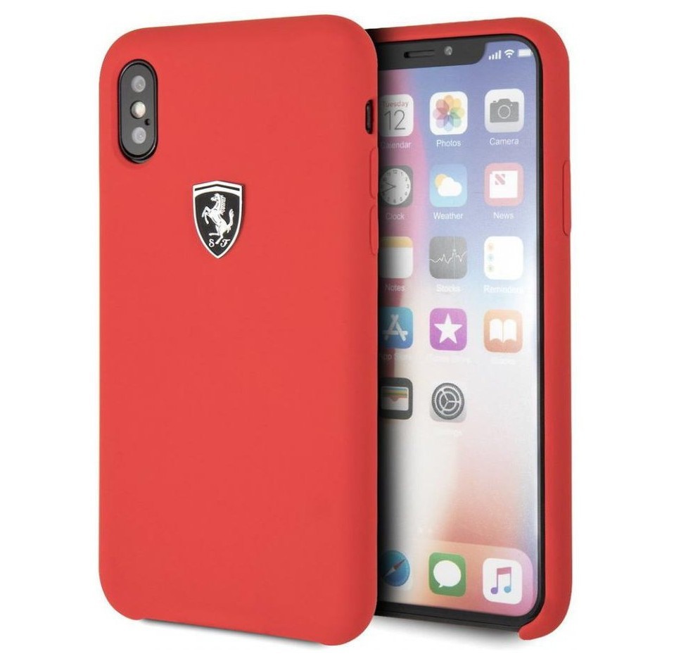 фото Чехол cg mobile ferrari silicone rubber silver logo iphone x/xs красный