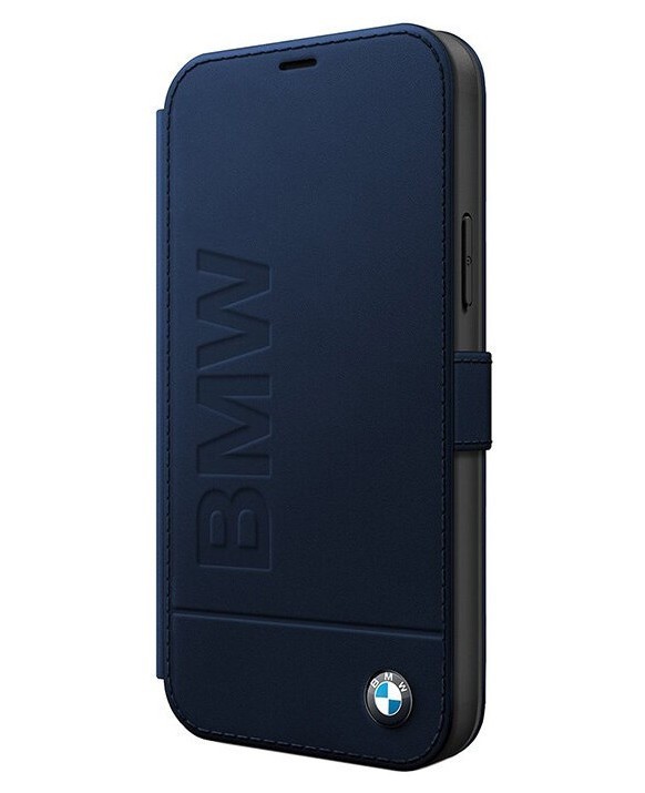 фото Чехол cg mobile bmw signature genuine leather logo booktype iphone 12 mini синий