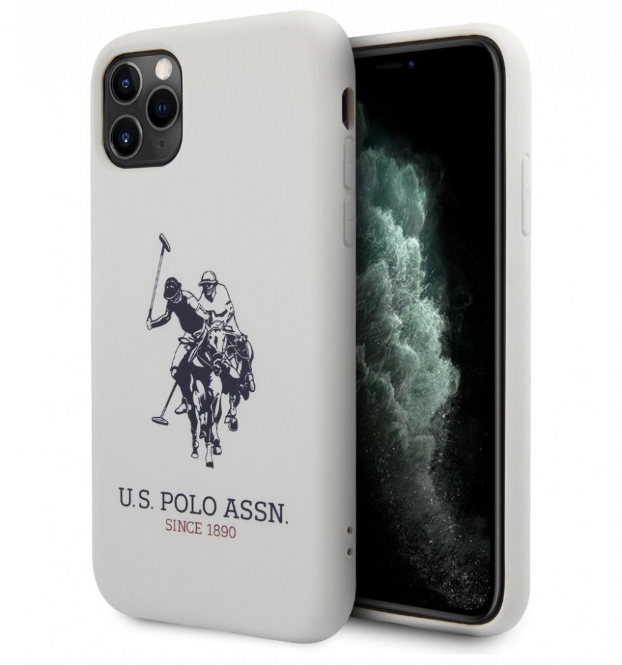 фото Чехол cg mobile u.s. polo assn. liquid silicone big horse iphone 11 pro белый