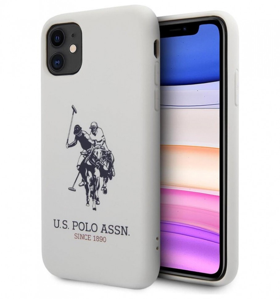 фото Чехол cg mobile u.s. polo assn. liquid silicone big horse iphone 11 белый