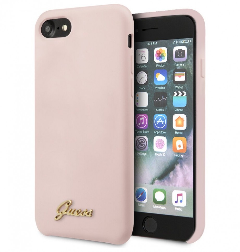 фото Чехол cg mobile guess silicone collection gold metal logo iphone se 2020/8/7 розовый