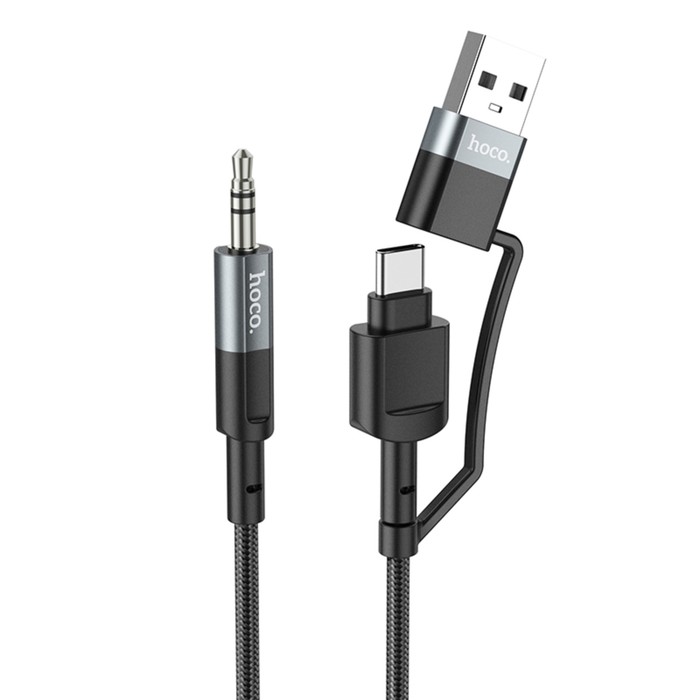 

Кабель Hoco UPA23, 2 в 1, Type-C+USB - Jack 3.5 мм (m), 1 м, нейлон, серый