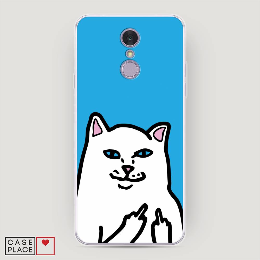 

Чехол Awog на LG Q7 (Plus, Alpha) "Кот жесть", Белый;голубой;черный, 83550-9