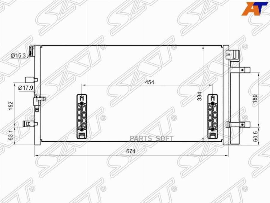 

SAT Радиатор кондиционера AUDI A4 07- // A4 ALLROAD 09- // A5 07- // A6 11 - // A7 10- //