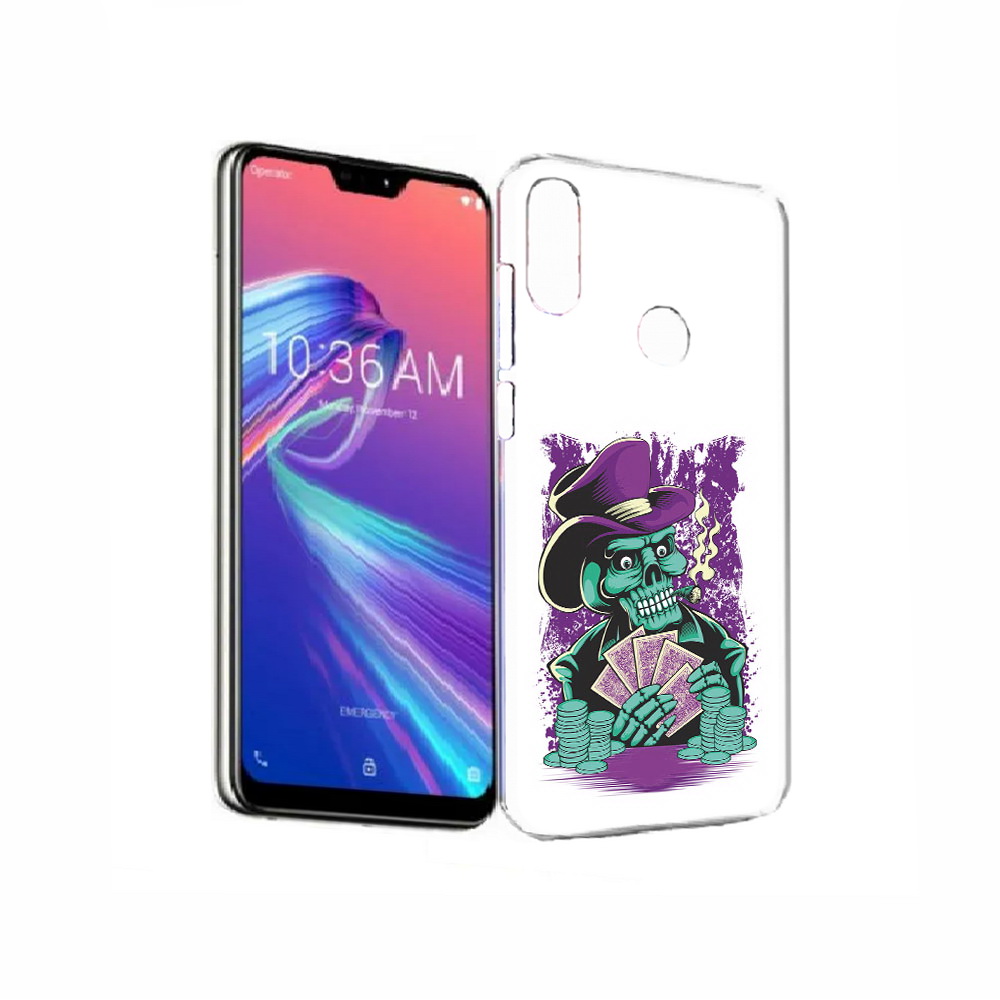 

Чехол MyPads Tocco для Asus ZenFone Max Pro (M2) (ZB631KL) зеленый череп с картами, Прозрачный, Tocco