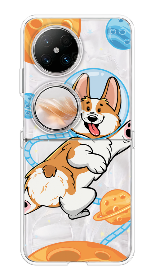

Чехол на Huawei Pocket 2 "Корги-космонавт", Голубой;бежевый;белый, 6123850-1