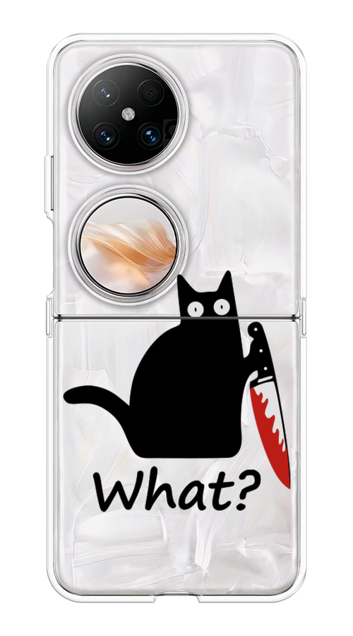 

Чехол на Huawei Pocket 2 "Котик с ножом", Черный;красный, 6123850-1