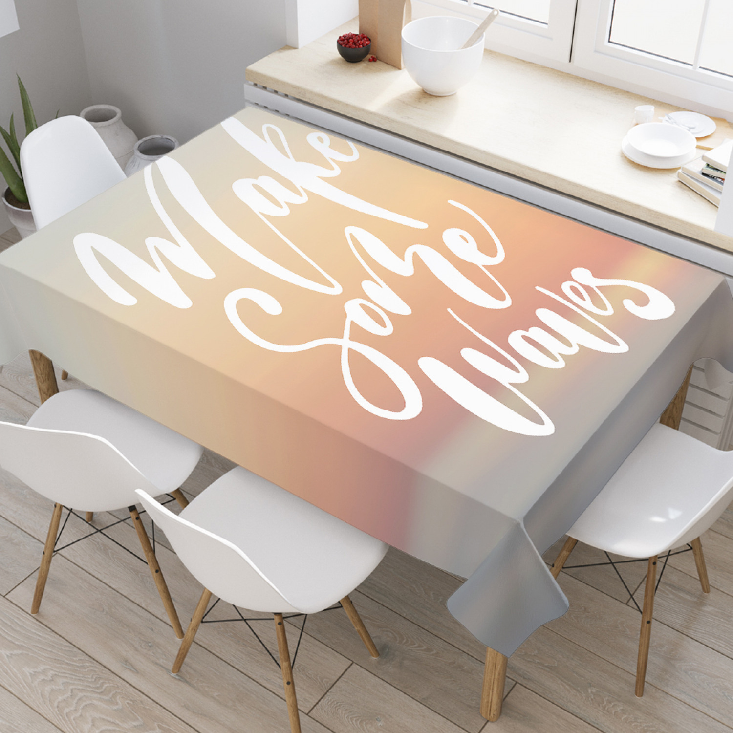 

Скатерть прямоугольная JoyArty "Сотвори несколько волн" из оксфорда, 120x145см, Серый, Сотвори несколько волн