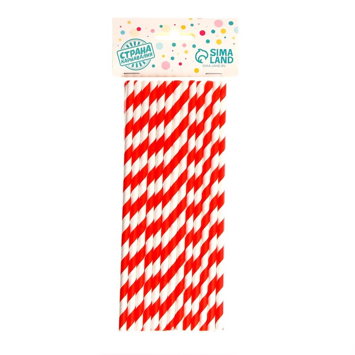 фото Трубочки для коктейля «спираль», набор 25 шт., цвет красный страна карнавалия