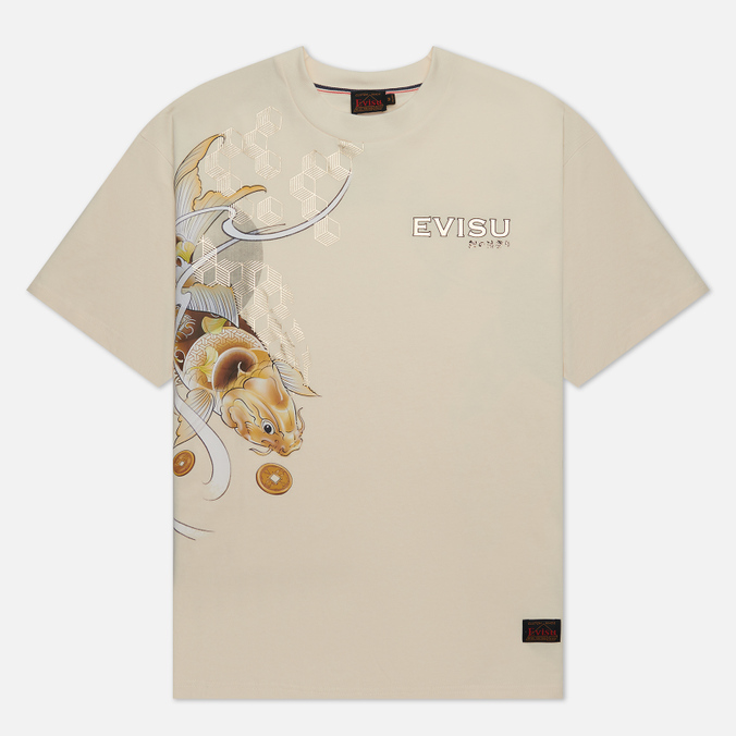 

Футболка мужская Evisu Tattoo Koi Printed бежевая 2XL, Tattoo Koi Printed