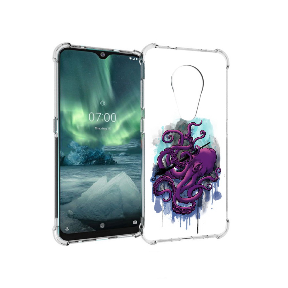 

Чехол MyPads Tocco для Nokia 7.2 фиолетовый осьминог (PT139171.105.658), Прозрачный, Tocco