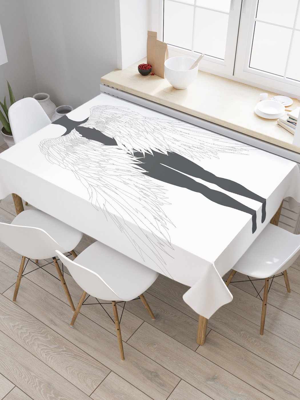 

Скатерть прямоугольная JoyArty "Крылья ангела" из сатена, 180x145 см, Крылья ангела