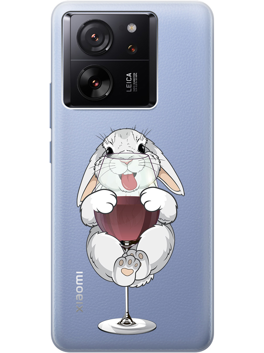 

Силиконовый чехол на Xiaomi 13T / 13T Pro с принтом "Кролик и бокал", Прозрачный;белый;бордовый, 776584875