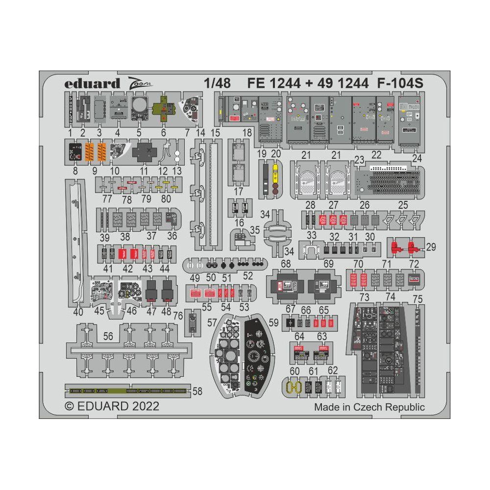 

491244 Eduard 1/48 Фототравление для F-104S, Цветной