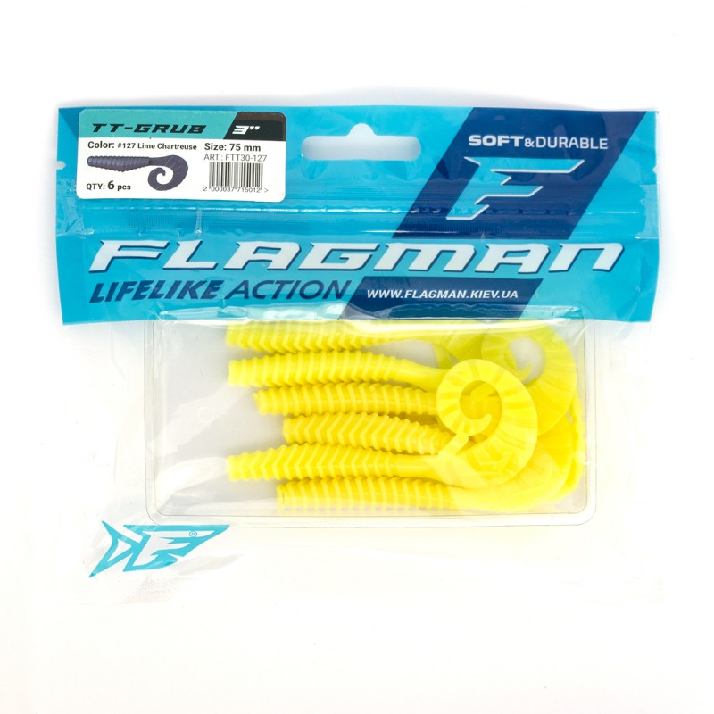 

Силиконовая приманка FLAGMAN Твистер TT-Grub 3,0'' #127 Lime Chartreuse 7,5см 6шт, FTT30
