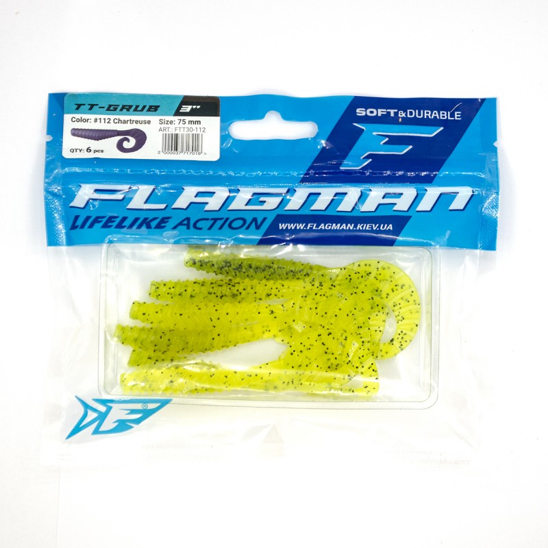 Силиконовая приманка FLAGMAN Твистер TT-Grub 3,0'' #112 Chartreuse 7,5см 6шт