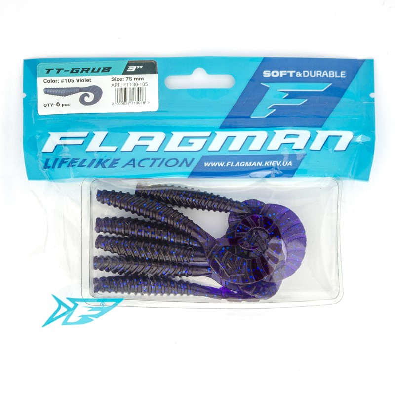 

Силиконовая приманка FLAGMAN Твистер TT-Grub 3,0'' #105 Violet 7,5см 6шт, FTT30