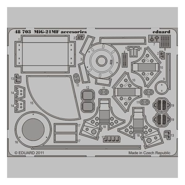 

48703 Eduard 1/48 Фототравление MiG-21MF accessories, Однотонный