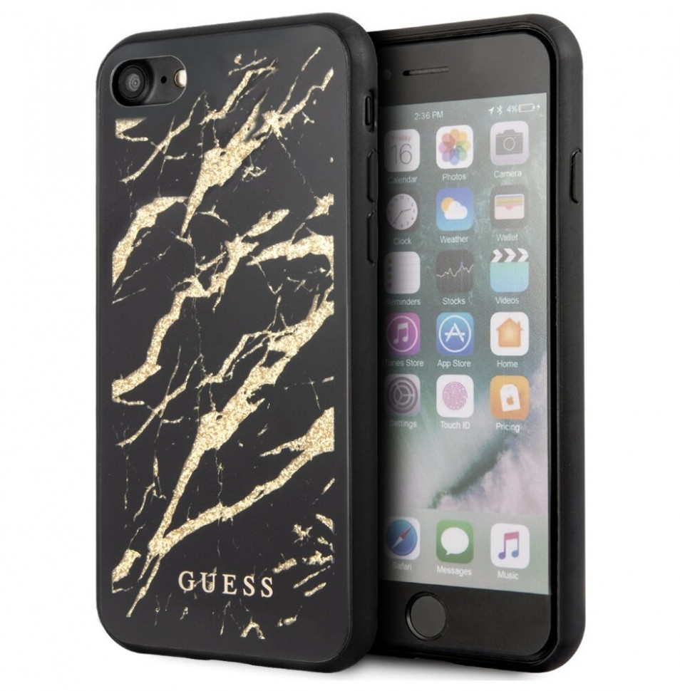 

Чехол CG Mobile Guess Double Layer Marble Tempered glass iPhone SE 2020/8/7 Черный