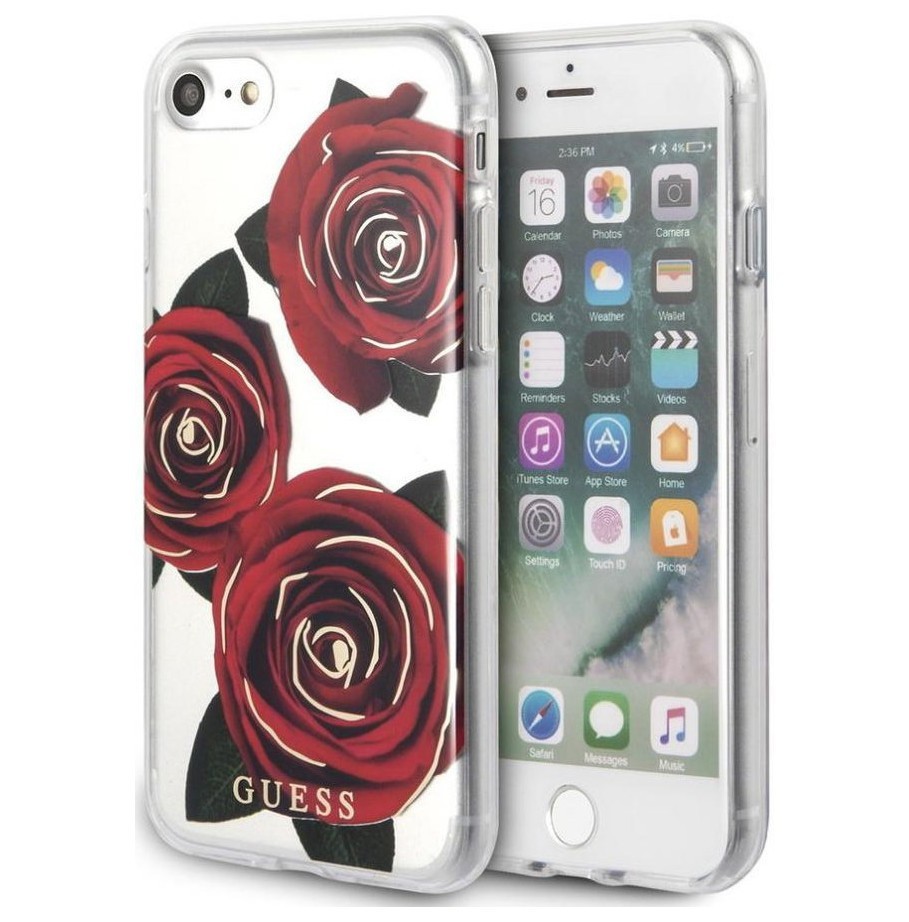 фото Чехол cg mobile guess flower desire transparent pc/roses iphone 7/8/se 2020 "красная роза"