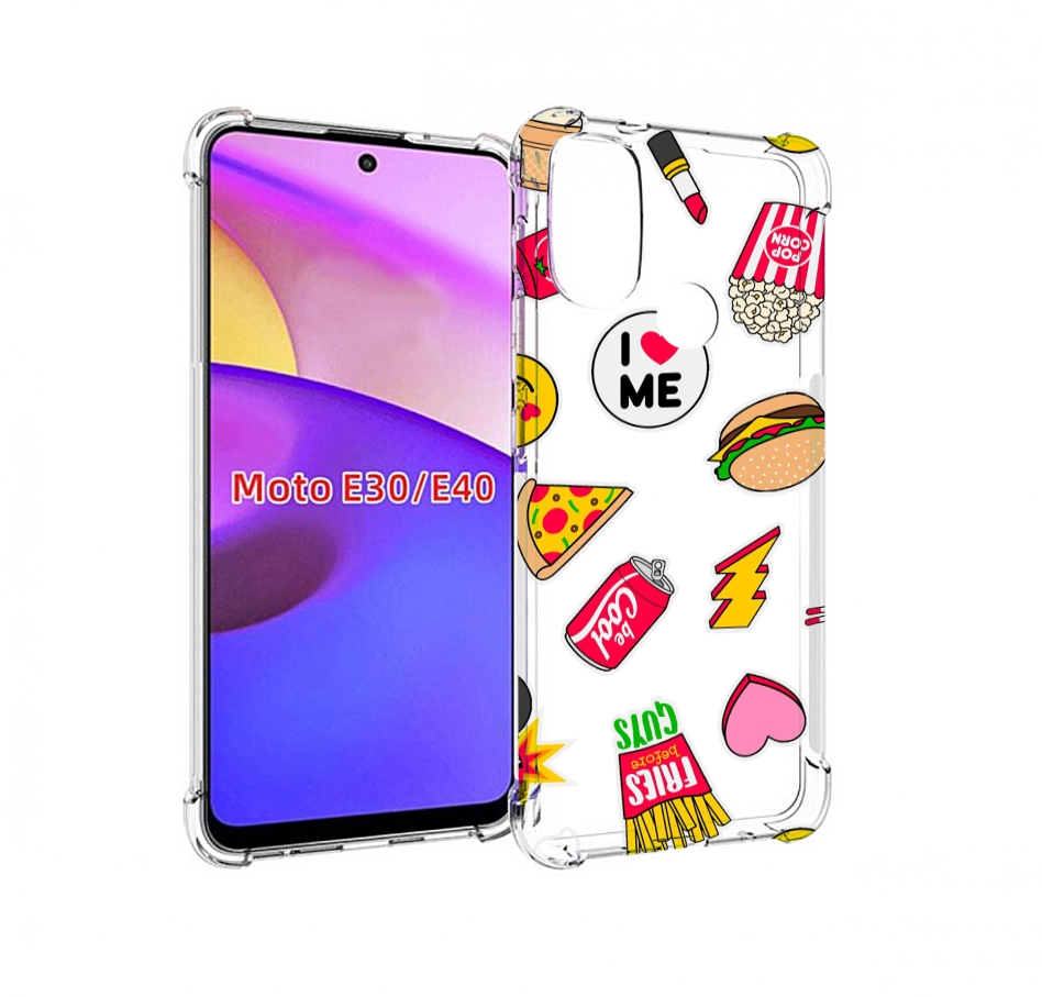 

Чехол бампер MyPads фаст-фуд для Motorola Moto E30., Прозрачный, Tocco