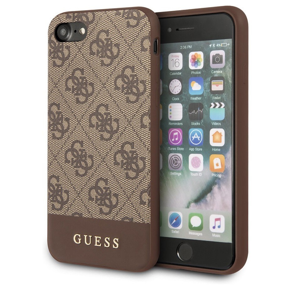 фото Чехол cg mobile guess 4g stripe metal logo iphone se 2020/8/7 коричневый