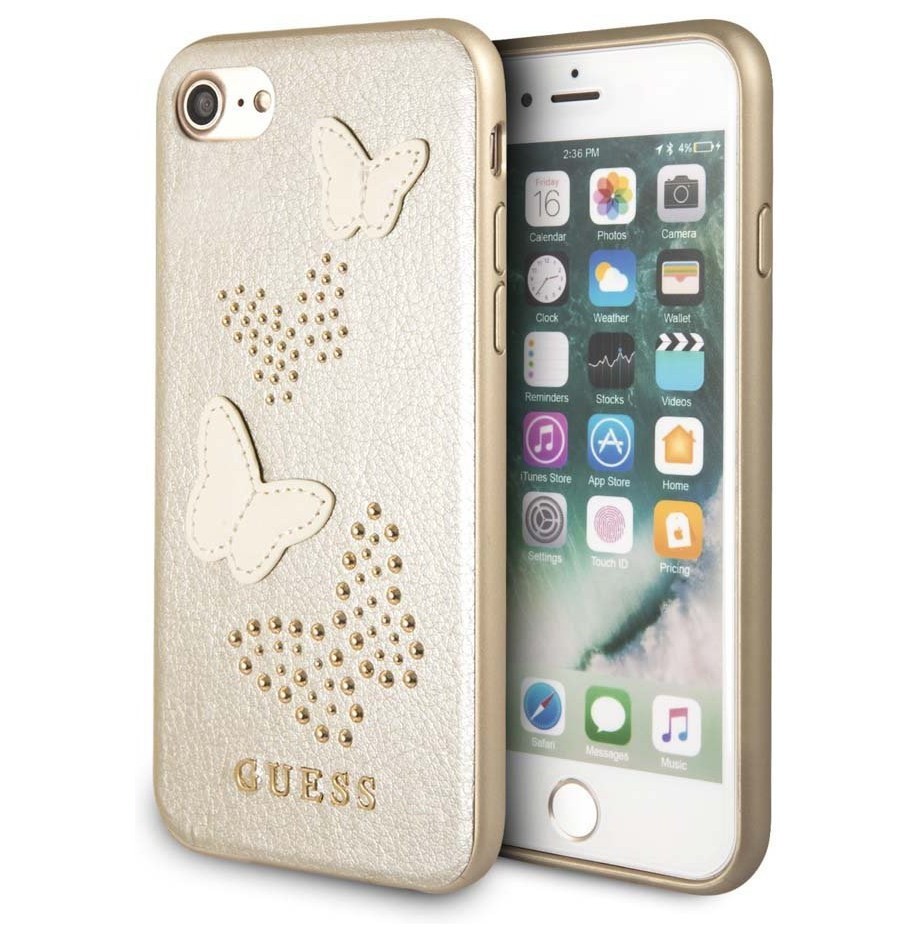 фото Чехол cg mobile guess studs&sparkles pu/butterflies iphone 7/8/se 2020 бежевый