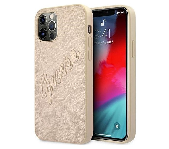 

Чехол CG Mobile Guess Saffiano Script embossed logo iPhone 12 Pro Max Золотой