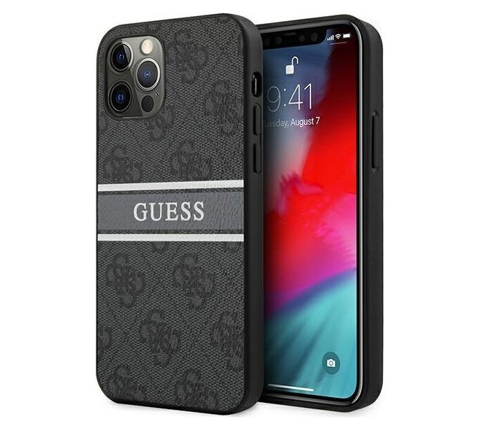 фото Чехол cg mobile guess 4g stripe printed logo iphone 12 pro max серый