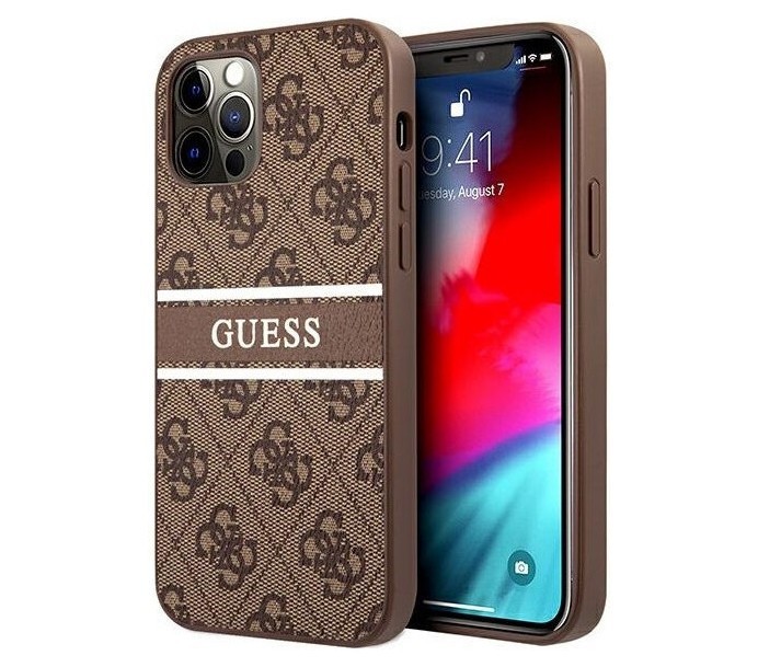 фото Чехол cg mobile guess 4g stripe printed logo iphone 12 pro max коричневый