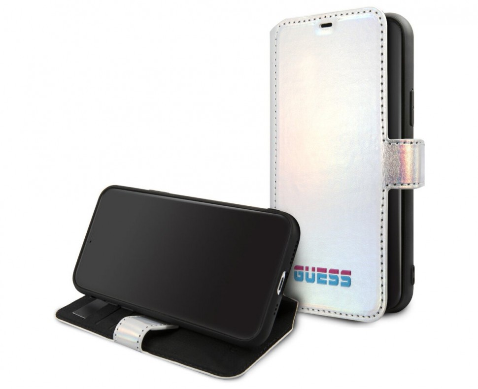 фото Чехол cg mobile guess iridescent booktype iphone 11 pro серебристый